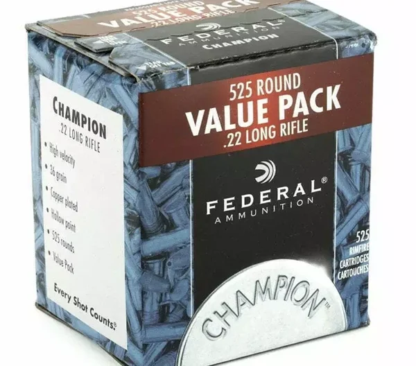 Munição Federal Cal 22 LR 36GR Champion Plated HP Cx 525